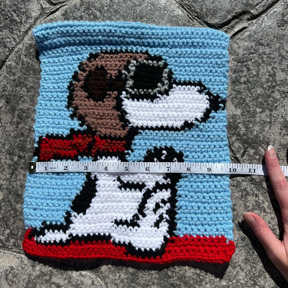 Hand Crocheted The Red Baron Snoopy Small Tapestry! - Picture 9 of 10